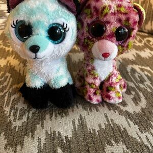 Plush lot of 2 TY Silk - Blue Atlas and Pink Lainey